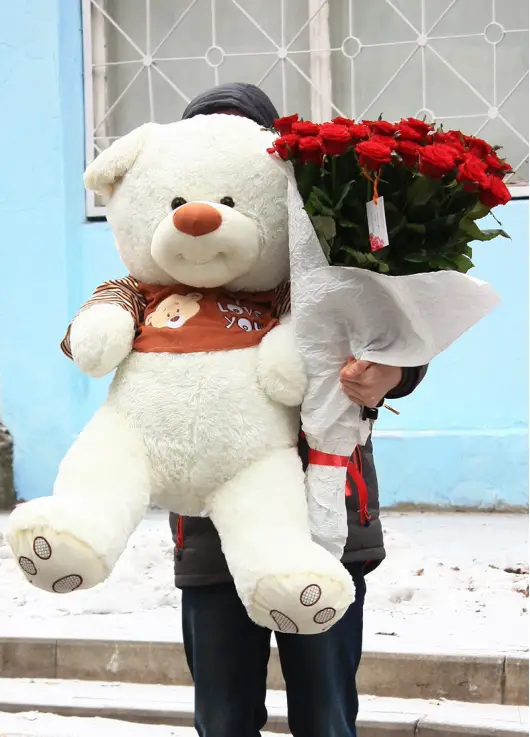 19 троянд + ведмедик 1м 19 троянд + ведмедик 1м