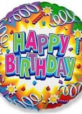 Повітряна кулька кругла цвітаста 45 см "Happy Birthday"