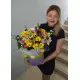 Квітковий мікс у капелюшної коробці