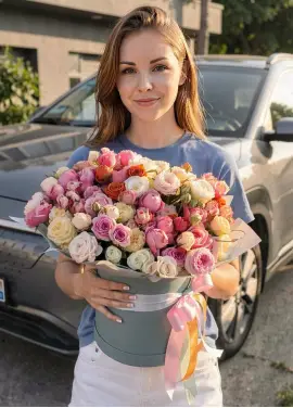 Мікс кущових троянд в коробці XL — 25-31 гілка