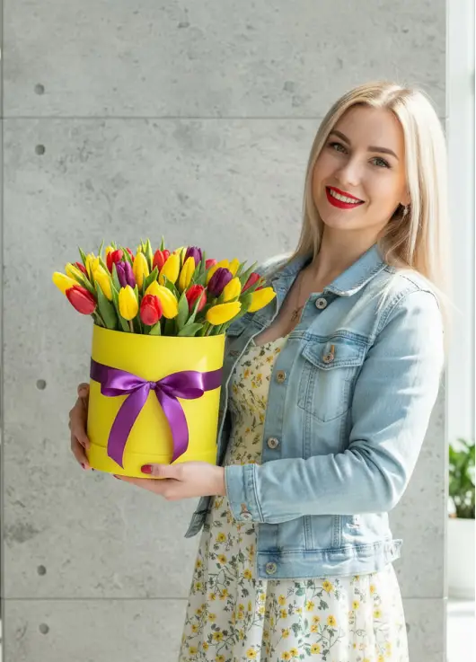 25 мікс тюльпанів у коробці (імпорт, Нідерланди)