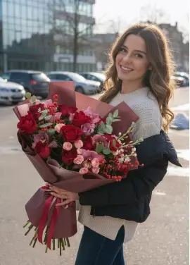 Стриманий мікс-букет «Мадлен» з орхідеєю (великий)