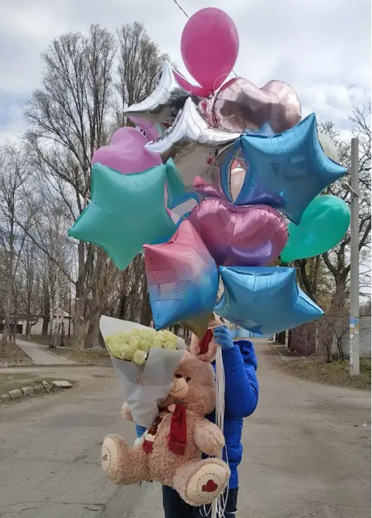 Набір для Коханої: ведмедик 1 м, троянди, шари