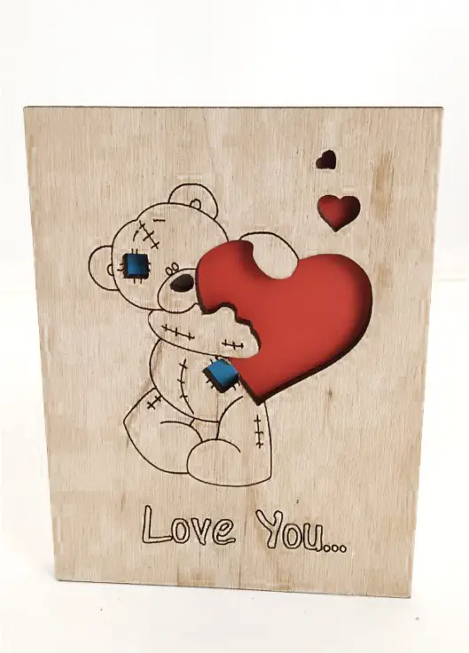 Листівка з дерева "Love you" ексклюзив #003