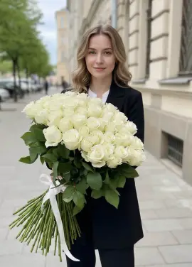 101 біла троянда "Класика"