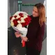 Букет із 25 троянд червоно-білий мікс