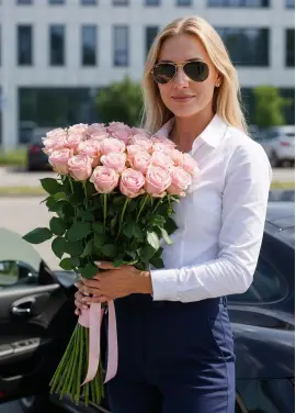 Букет із 35 рожевих троянд «Jumilia»