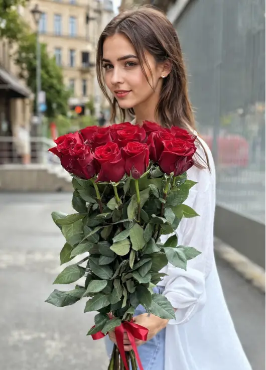 19 королівських троянд великих імпортних троянд
