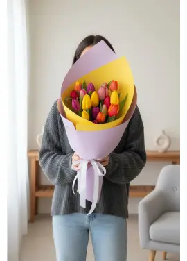 Букет із 15 тюльпанів мікс (імпорт, Нідерланди)