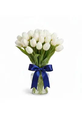 Букет із 21 білих тюльпанів (імпорт, Нідерланди)