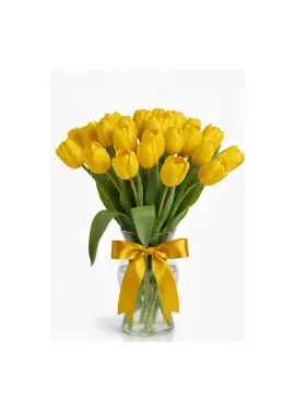 Букет із 21 жовтих тюльпанів (імпорт, Нідерланди)
