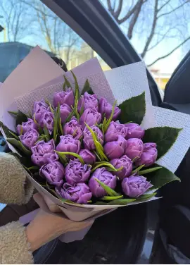 Букет із 25 півоноподібних тюльпанів (імпорт, Нідерланди)