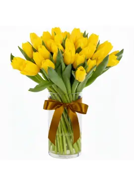 Букет із 35 жовтих тюльпанів (імпорт, Нідерланди)