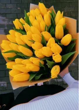 Букет із 35 жовтих тюльпанів (імпорт, Нідерланди)