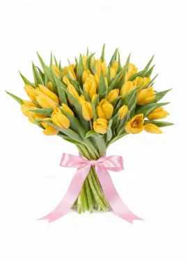 Букет із 45 жовтих тюльпанів (імпорт, Нідерланди)