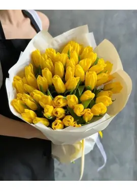 Букет із 45 жовтих тюльпанів (імпорт, Нідерланди)