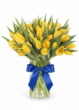 Букет із 51 жовтих тюльпанів (імпорт, Нідерланди)