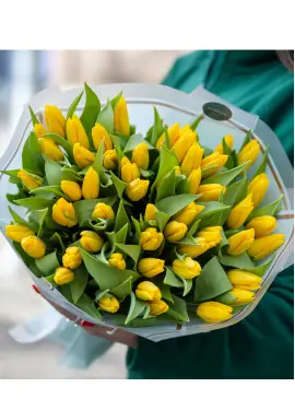 Букет із 51 жовтих тюльпанів (імпорт, Нідерланди)
