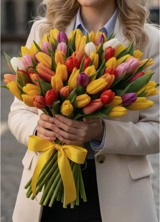 Букет із 75 тюльпанів мікс (імпорт, Нідерланди)